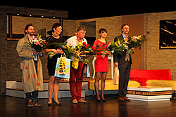 David Punčochář, Kristýna Frejová, Michal Dlouhý, Beata Kaňoková a Kamil Halbich - premiéra komedie Teď ně! 30.11.2014 ve Švandově ...