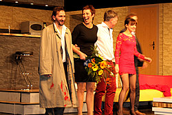 David Punčochář, Kristýna Frejová, Michal Dlouhý, Beata Kaňoková a Kamil Halbich - premiéra komedie Teď ně! 30.11.2014 ve Švandově ...