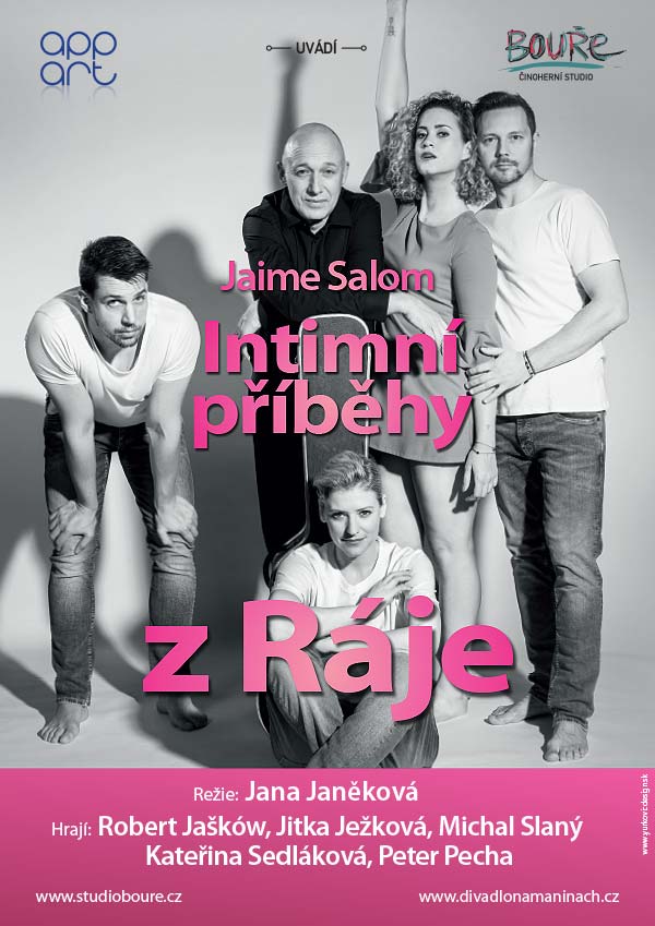 Jaime Salom: Intimní příběhy z ráje - hrají: Jitka Ježková, Kateřina Sedláková, Michal Slaný / Peter Pecha, v roli Anděla Robert Jašków, uvádí Činoherní studio Bouře, foto: Vladimir Yurkovič